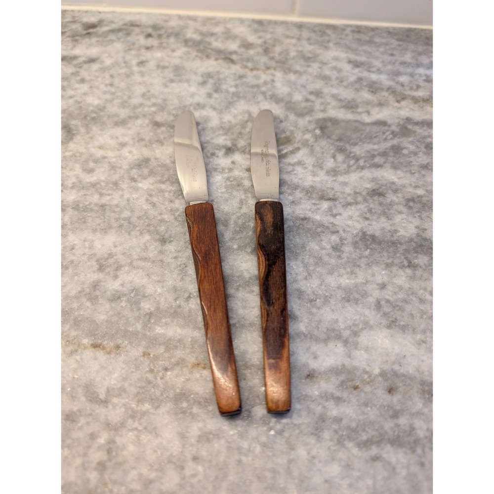 Regent Stainless‎ Knives w/ Decorative Wood Handle Flatware 6.5in 2Pc Set
